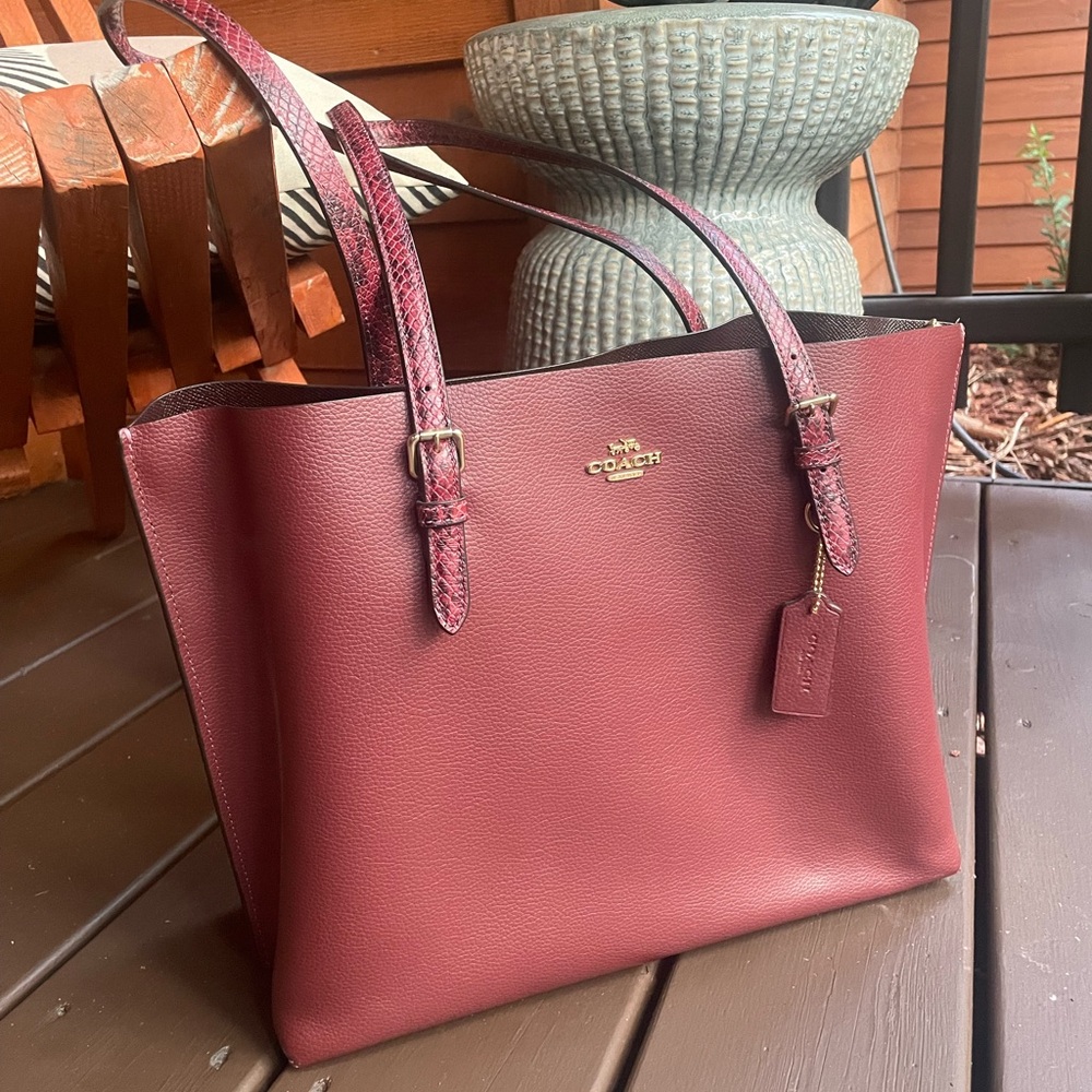 Coach tote, large, burgundy
